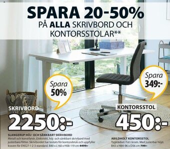 JYSK Slangerup Höj - Och Sänkbart Skrivbord B80 x L160 x H68-119cm erbjuda