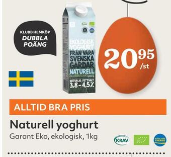 Hemköp Naturell yoghurt erbjuda