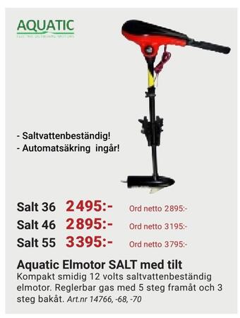 Erlandsons Brygga Aquatic elmotor salt med tilt erbjuda