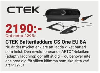 Erlandsons Brygga Ctek batteriladdare cs one eu 8a erbjuda
