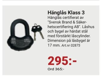 Erlandsons Brygga Hänglås klass 3 erbjuda