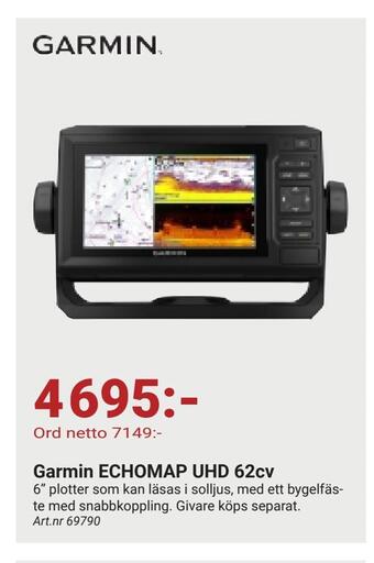 Erlandsons Brygga Garmin echomap uhd 62cv erbjuda