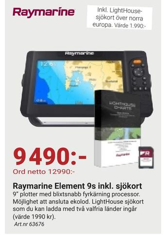 Erlandsons Brygga Raymarine element 9s inkl. sjökort erbjuda