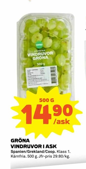 Coop GRÖNA VINDRUVOR I ASK erbjuda