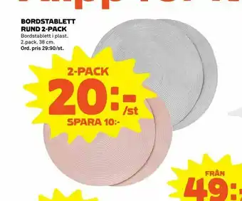 Coop Extra Bordstablett rund 2-pack erbjuda