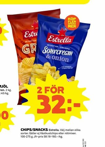 Coop Extra Chips/snacks erbjuda