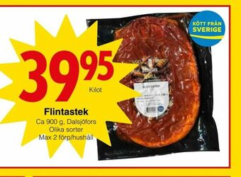 Matöppet Flintastek erbjuda