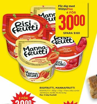 Willys Risifrutti, mannafrutti erbjuda