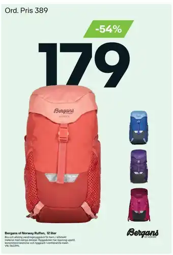 XXL Bergans of Norway Ruffen, 12 liter erbjuda