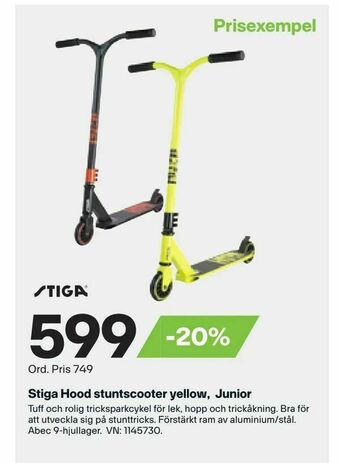 XXL Stiga Hood stuntscooter yellow, Junior erbjuda