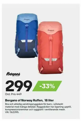 XXL Bergans of Norway Ruffen, 18 liter erbjuda