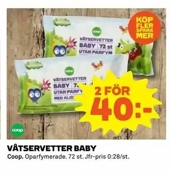 Coop Våtservetter baby erbjuda