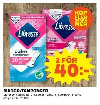 Bindor/tamponger