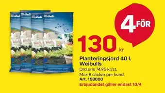 Byggmax Planteringsjord 40 l. weibulls erbjuda