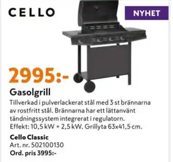 K-rauta Cello gasolgrill erbjuda