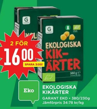 Willys Ekologiska kikärter erbjuda
