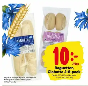 Baguetter, Ciabatta 2-6-pack