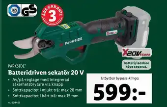 Lidl Batteridriven sekatör 20 v erbjuda