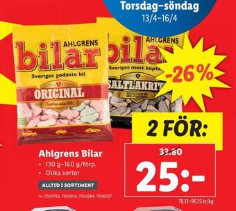 Lidl Ahlgrens bilar erbjuda