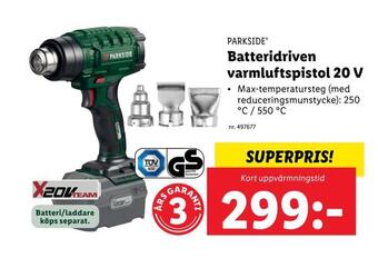 Lidl Batteridriven varmluftspistol 20 v erbjuda