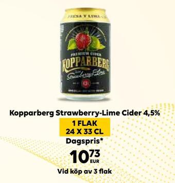 Border Shop Kopparberg strawberry-lime cider 4,5% erbjuda