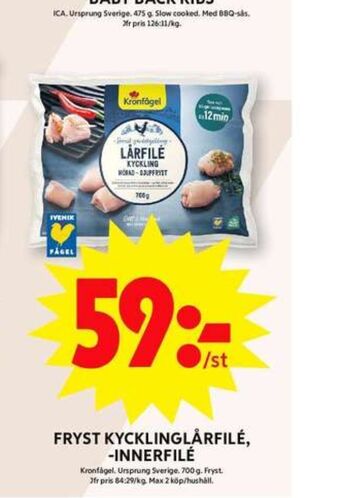 ICA Maxi Kronfågel kycklinglårfilé erbjuda