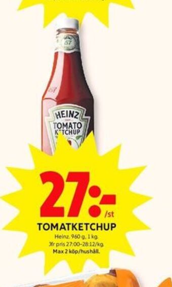 ICA Kvantum Heinz ketchup erbjuda