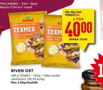 Willys Arla köket riven ost erbjuda