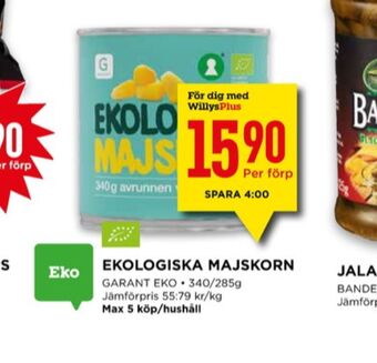 Willys Garant majs erbjuda