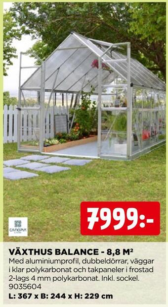 Jem&Fix Växthus balance - 8,8 m 2 erbjuda