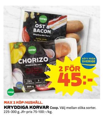 Coop Extra Kryddiga korvar erbjuda