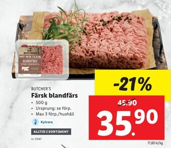 Lidl Färsk Blandfärs erbjuda
