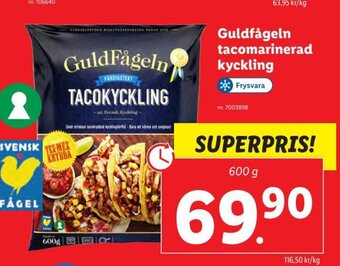 Lidl Guldfågeln Tacomarinerad Kyckling erbjuda