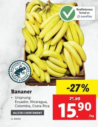 Lidl Bananer erbjuda