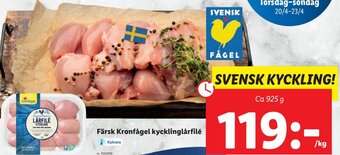 Lidl Färsk Kronfågel Kycklinglårfilé erbjuda