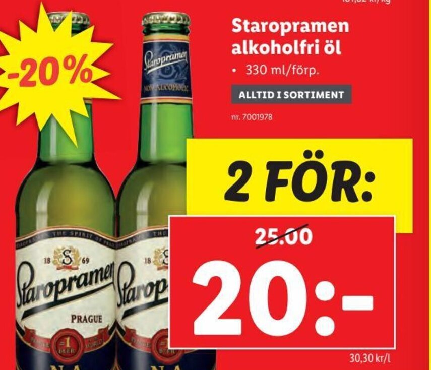 Staropramen Alkoholfri öl erbjudande hos Lidl
