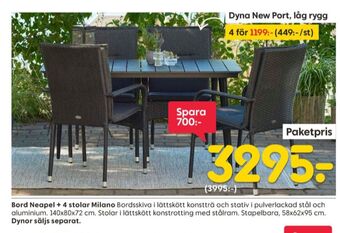 Rusta Dynor utemöbler erbjuda