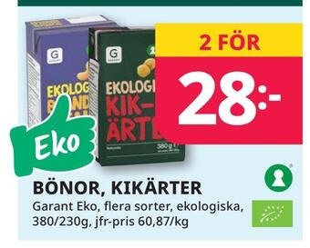 Tempo Bönor, kikärter erbjuda