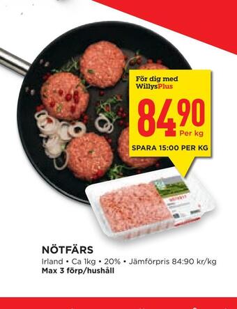 Willys Hemma Nötfärs erbjuda