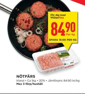 Willys Nötfärs erbjuda