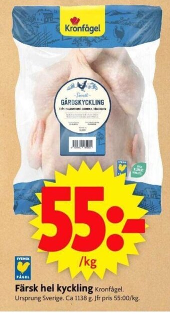 ICA Supermarket Kronfågel Färsk Hel Kyckling erbjuda