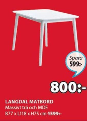 JYSK Langdal Matbord erbjuda
