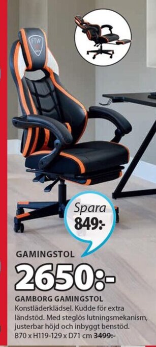 JYSK Gamborg Gamingstol erbjuda
