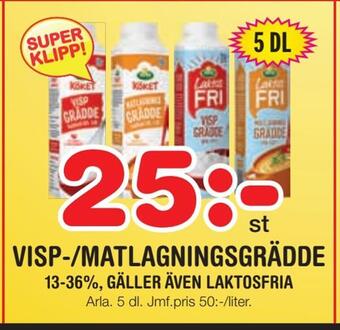 Nya Pulsen Visp-/matlagningsgrädde erbjuda