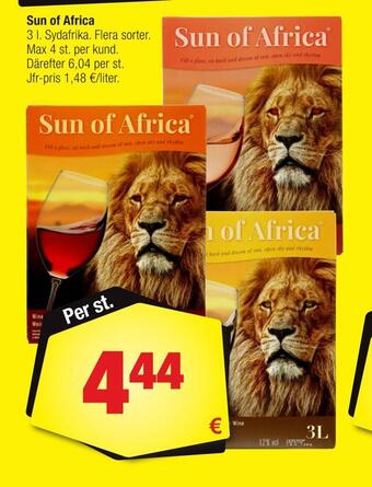 Calle Sun of africa erbjuda