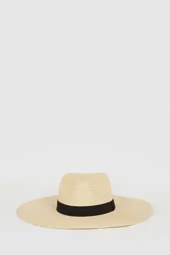 Oversized fedora contrast band straw hat