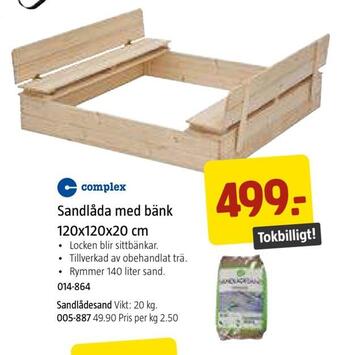 Jula Sandlåda med bänk 120x120x20 cm erbjuda