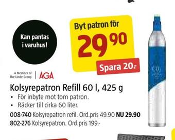Jula Kolsyrepatron refill 60 l, 425 g erbjuda