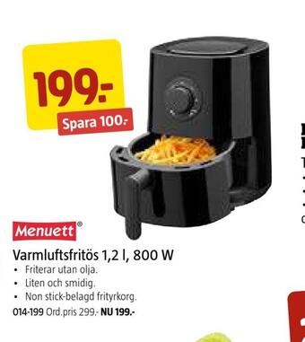 Jula Varmluftsfritös 1,2 l, 800 w erbjuda