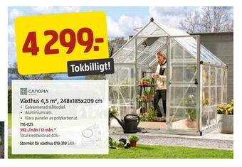 Jula Växthus 4,5 m2, 248x185x209 cm erbjuda